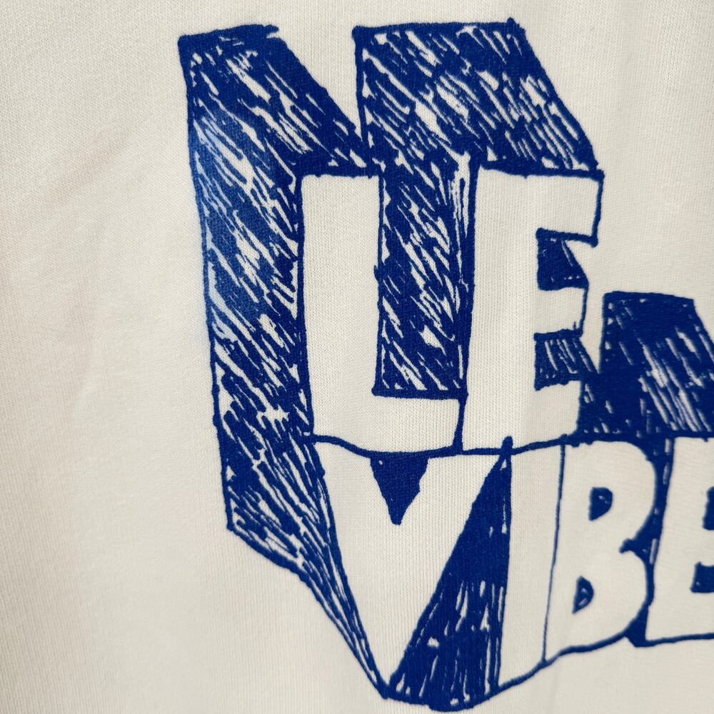 Clare V Womens LE Vibe Cotton Pullover Crewneck Sweatshirt Cream Blue Size XS - Picture 3 of 5